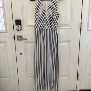 Banana Republic Black and White Striped Jumpsuit